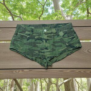 SHEIN Camo Cheeky Jean Shorts - Size S
